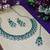 Green color rhodium plating festive wear designer necklace set