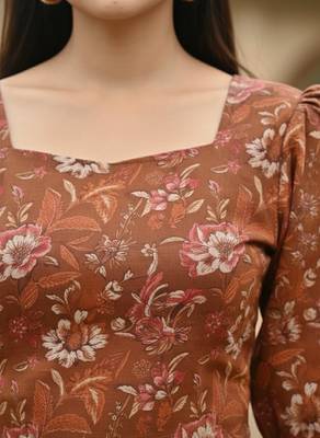 Orange cotton printed top for women 4