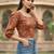 Orange cotton printed top for women