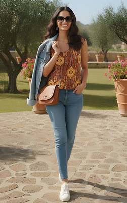 Multicolor cotton printed top for women 1