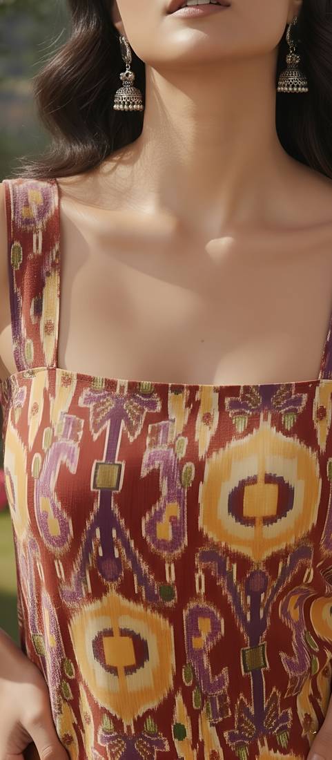 Multicolor cotton printed top for women