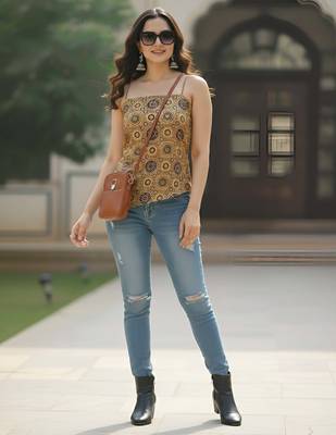 multicolor cotton printed top for women 1