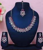 Purple color rhodium plating festive wear designer necklace set