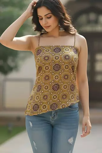multicolor cotton printed top for women