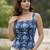 Blue cotton printed top for women