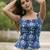 Blue cotton printed top for women
