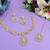 Pink color rhodium plating festive wear designer necklace set