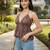 Maroon cotton printed top for women