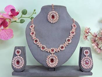 Maroon color rhodium plating festive wear designer necklace set 1