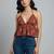 Orange cotton printed top for women