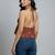 Orange cotton printed top for women