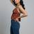 Orange cotton printed top for women
