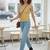 Yellow cotton printed top for women