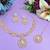 Pink color rhodium plating festive wear designer necklace set