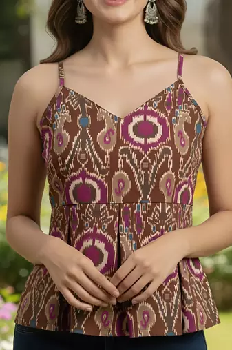 multicolor cotton printed top for women