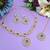 Green color rhodium plating festive wear designer necklace set