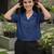 Blue cotton printed top for women