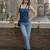 Blue cotton printed top for women