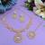 Pink color rhodium plating festive wear designer necklace set