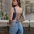 Blue cotton printed top for women