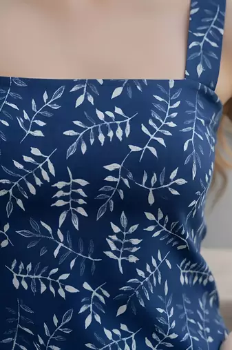 Blue cotton printed top for women
