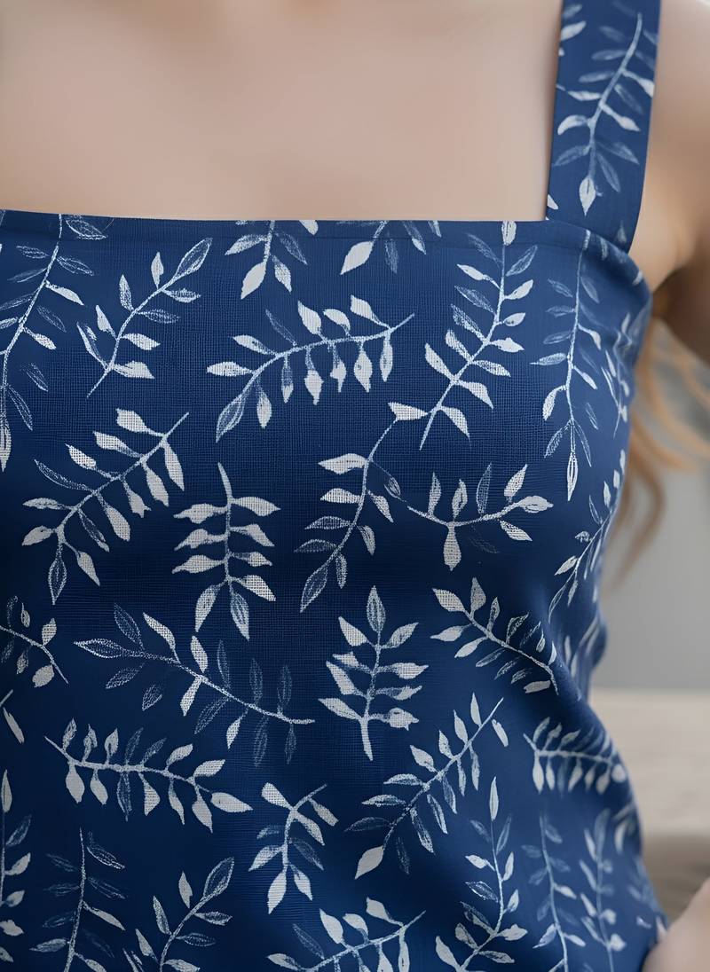 Blue cotton printed top for women