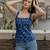 Blue cotton printed top for women
