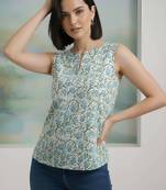 Grey cotton printed top for women