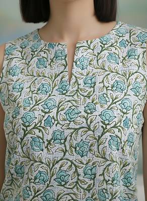 Grey cotton printed top for women 3