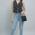 Black cotton printed top for women
