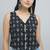 Black cotton printed top for women