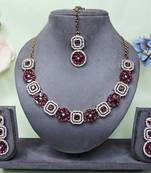 Purple color yellow gold plating festive wear designer necklace set