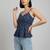 Blue cotton printed top for women