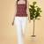 Burgundy cotton printed top for women