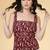 Burgundy cotton printed top for women