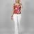 Red cotton printed top for women