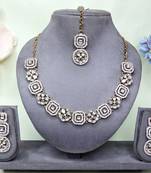 White color yellow gold plating festive wear designer necklace set