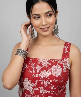 Red cotton printed top for women 3