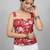 Red cotton printed top for women