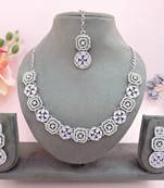 Purple color rhodium plating festive wear designer necklace set