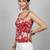 Red cotton printed top for women