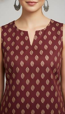 Maroon cotton printed top for women 4