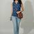 Blue cotton printed top for women