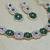 Green color rhodium plating festive wear designer necklace set