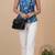 Blue cotton printed top for women