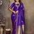 purple ethnic motifs zari silk blend banarasi saree