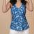 Blue cotton printed top for women