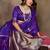purple ethnic motifs zari silk blend banarasi saree