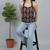 Black cotton printed top for women