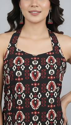 Black cotton printed top for women 4